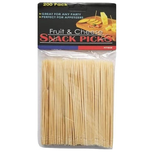 Handy Housewares 3.75" Natural Wood Party Snack Appetizer Skewer Picks - Great for Fruit and Cheese