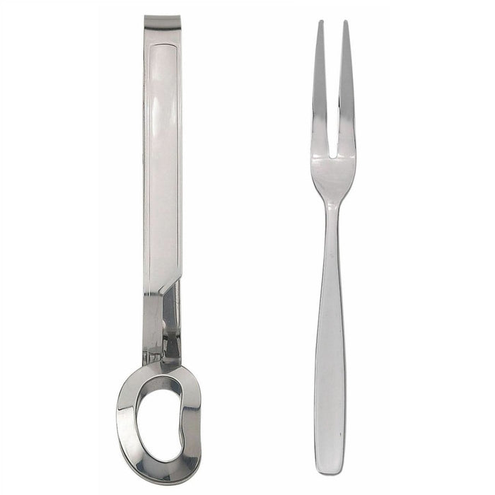 HIC Stainless Steel Cocktail Appetizer Escargot Snail Tongs and Fork Set