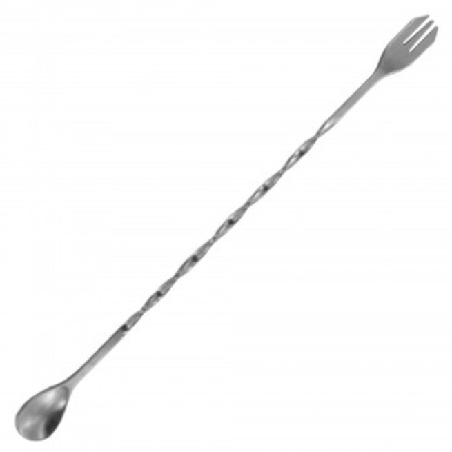 Handy Housewares 10" Twisted Stainless Steel Cocktail Drink Mixing Bar Spoon with Garnish Fork