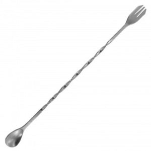 Handy Housewares 10" Twisted Stainless Steel Cocktail Drink Mixing Bar Spoon with Garnish Fork