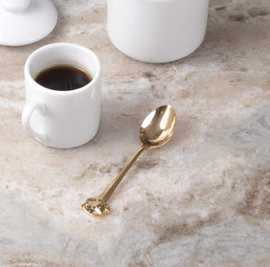 HIC Cup & Saucer Design 4.5" Gold-Plated Demi Spoon - Great for Coffee, Tea, Desserts and more