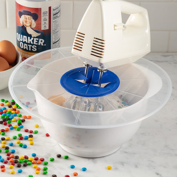 Hutzler 12-Inch Mixing Bowl Splatter Guard, Mixer Splash Shield Bowl Cover - Fits Most Hand-Held and Table Mixers