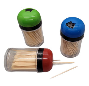 Handy Housewares 3-pack Toothpick Storage Containers with Dispenser Lids - Includes 300 Natural Wood Toothpicks