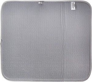 Norpro 16" x 18" Washable Microfiber Dish Drainer Glass Drying Mat Pad - Grey Trellis Pattern