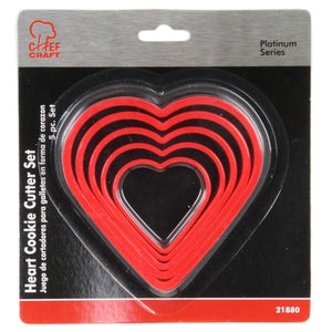 Chef Craft 5 Piece Plastic Heart Shapes Cookie Cutter Set - Sizes Vary from 1.5" to 3"