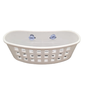 Handy Housewares Kitchen Sink Caddy Dish Soap Scrubber Sponge Holder Basket with Suction Cups - White