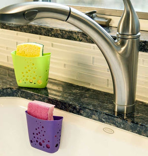Hutzler Sponge Station Sink Caddy - Kitchen Sink Sponge Holder with Suction Cup