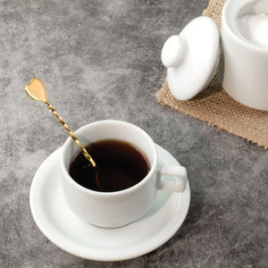 HIC Heart Shaped Handle 4.5" Gold-Plated Demi Spoon - Great for Coffee, Tea, Desserts and more
