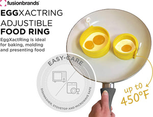 EggXact Adjustable Silicone Egg Ring / Food Ring for Baking, Molding and Presenting