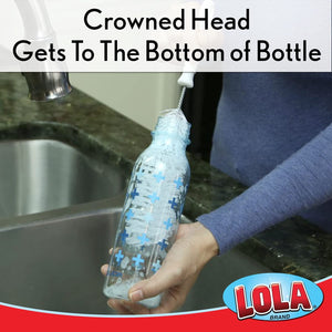 Lola 12" Long Bottle Scrubber Cleaning Brush - Great for Taller Bottles, Jars and Sports Bottles