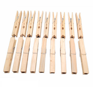 Handy Housewares 18-Piece Large 3.75" Long Wooden Clothespins, Great Wood Spring Clips for Everyday Clothes Hanging, Laundry, Towels, Crafts