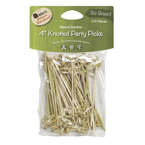 Helen's Asian Kitchen 4" Knotted Bamboo Appetizer Cocktail Party Picks - 100 Pack