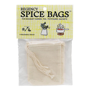 Regency Wraps 100% Cotton Spice Bags with Drawstring for Enclosing Bulk Spices, Tea, Potpourri, Jewelry - Set of 4