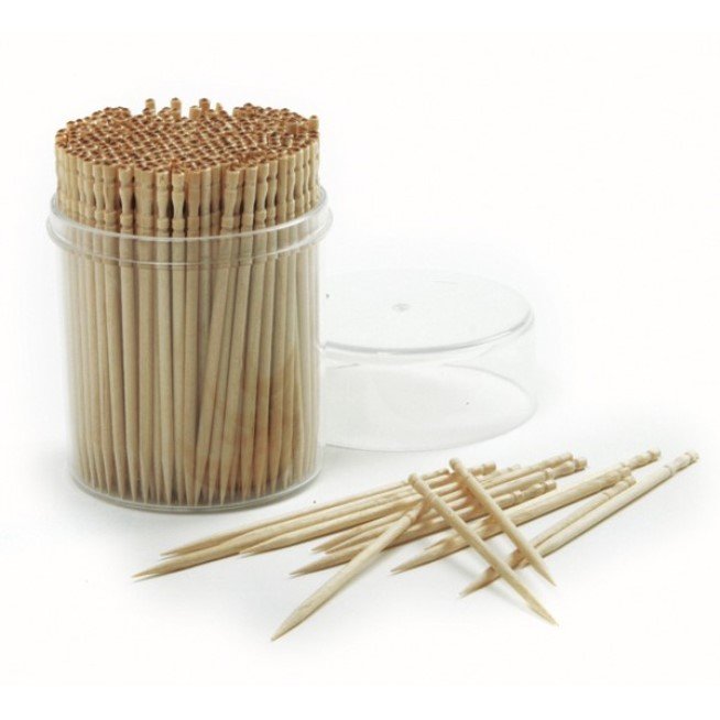 Norpro 2.5" Fancy Ornate Wood Toothpicks Appetizer Skewers with Holder - 360 Pack