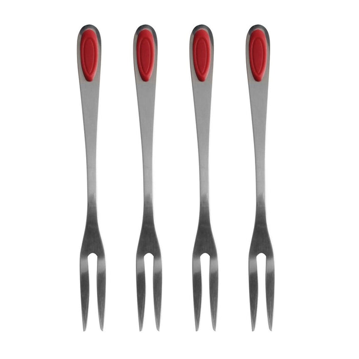 Maine Man 4pc 18/8 Stainless Steel / Silicone 6.5" Seafood Forks Set