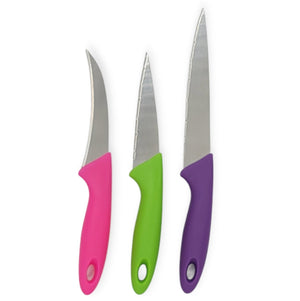 Handy Housewares 3 Piece Multi-Purpose Kitchen / Paring Knife Set - Great for Cutting Fruits Vegetables Meat and More