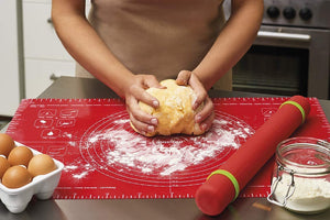Mastrad 24" x 15" Non-Stick Flexible Silicone Large Pastry Mat - 3-in-1 Prep, Store and Bake All with One Mat