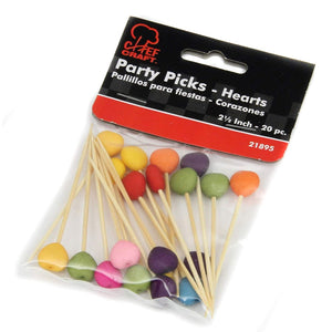 Chef Craft 20pc Heart-Shaped 2.5" Party Picks - Great for Cocktails and Appetizers
