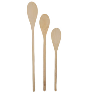 Handy Housewares 3 piece Long Handle Wooden Mixing Spoon Set - 10", 12" and 14" Long