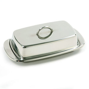 Norpro Durable Stainless Steel Double Wide Covered Butter Dish with Lid