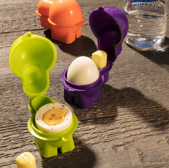 Hutzler Egg To-Go Container with Salt Shaker - Great for Eating Hard Boiled Eggs on the Go