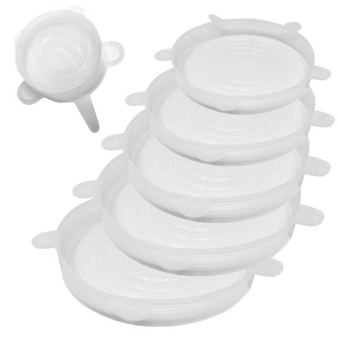 Norpro 6 Piece Reusable Food-Safe Silicone Lids Set - Fits 2.5" to 11" Openings