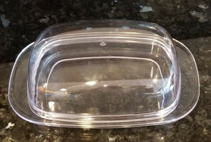 Handy Housewares Large Double-Wide Clear Acrylic Butter Serving Storage Dish with Lid