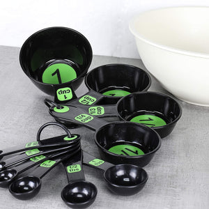 Chef Craft 10 Piece Easy Read Measuring Cups & Spoons Set - Black / Green